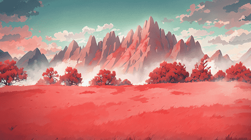 红色野外场景