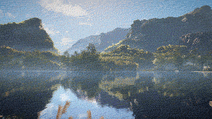 唯美湖中天气变化氛围场景