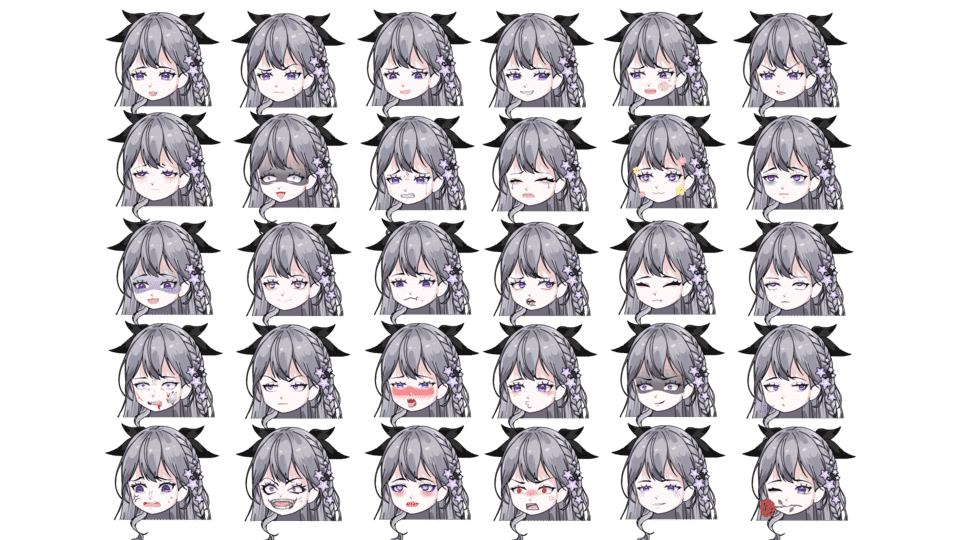 紫色女表情