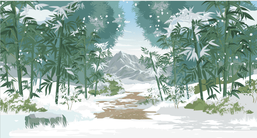 下雪竹林