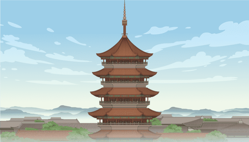 古代阁楼-外