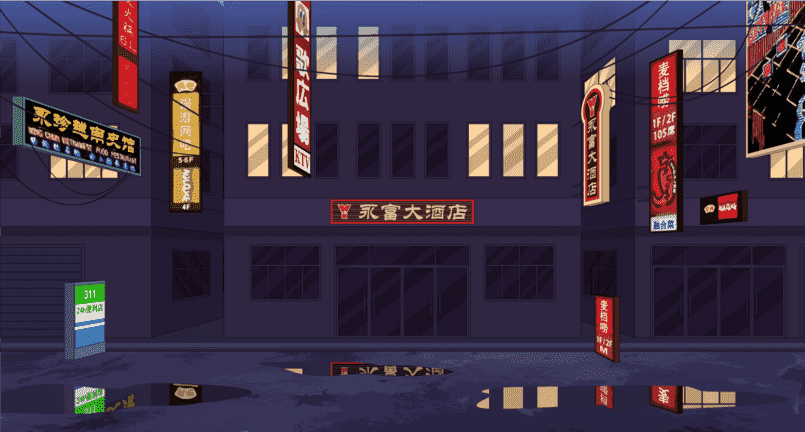 狭窄霓虹街道-侧