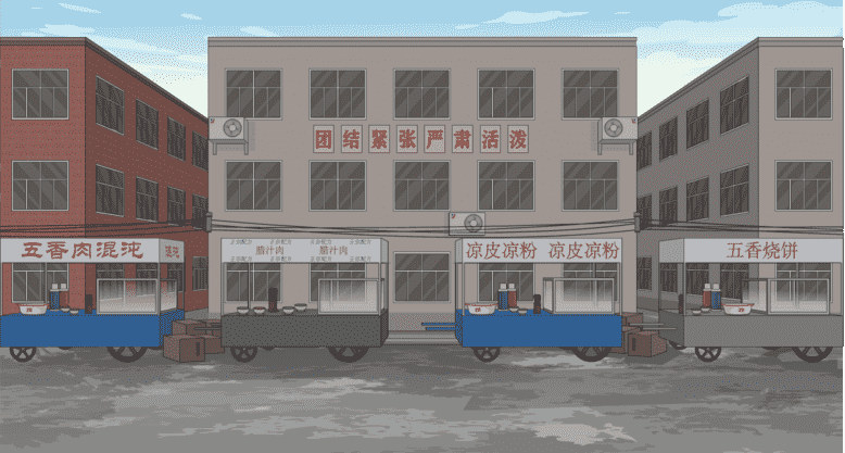 路边摊小吃街夜市集市-侧