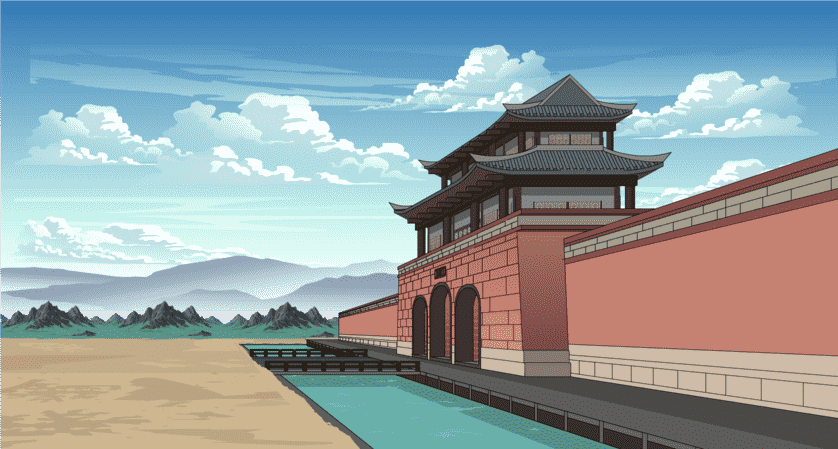 古代城门城楼-侧
