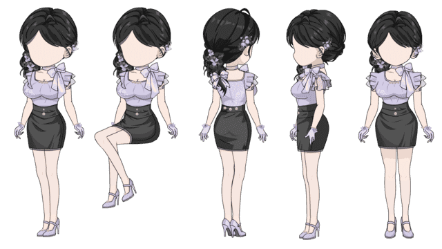 紫花侧包女（四视角）