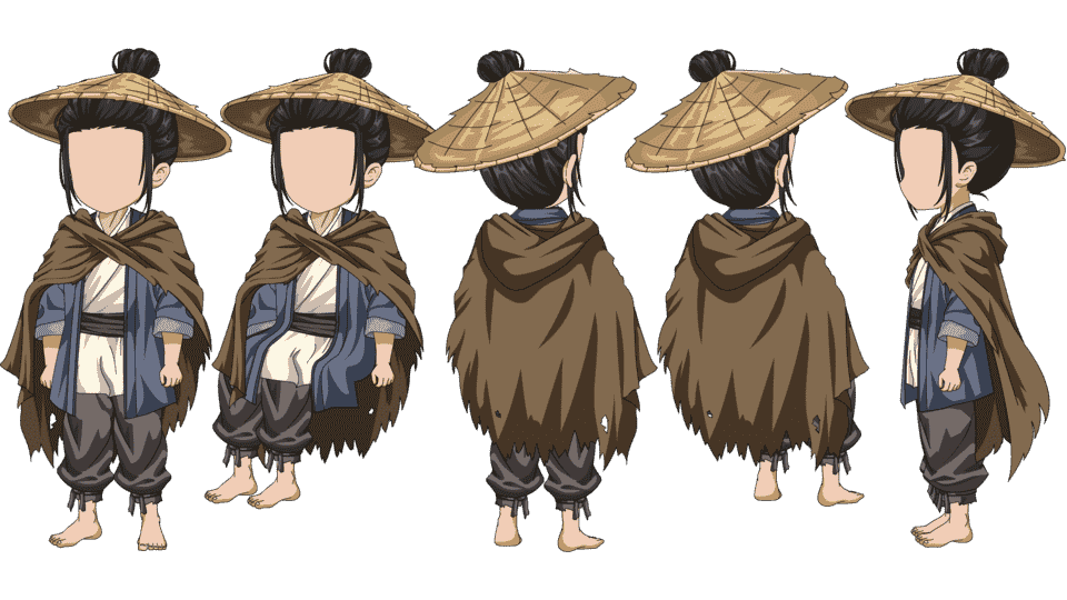 斗笠蓑衣男（三视角）