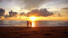 很美的夕阳视频素材海边沙滩
