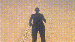 海边沙滩人影视频素材人影海浪