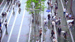 街道人流视频素材路人视角街拍下雨天