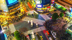 街道人群唯美视频素材城市风景夜景拍摄