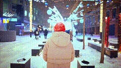 街道雪景唯美背影视频素材雪夜雪背影