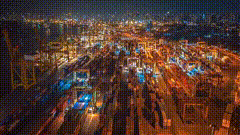 货柜码头唯美夜景素材特效