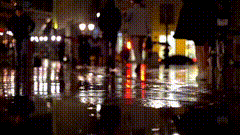 下雨天夜晚街道唯美素材特效