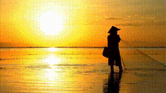 霞一抹夕阳美如画渔民日常