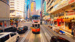 香港街道巴士上唯美素材