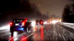 冬天夜晚雪景车流唯美视频素材下雪雪夜