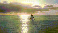 出电影感海浪沙滩