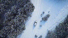 大风雪唯美视频素材旅行航拍雪地穿越