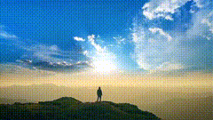 山顶上的唯美天空素材特效