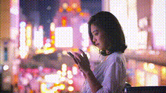 玩手机夜景灯光唯美视频素材拍出电影感