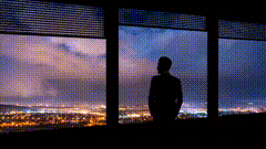 窗外夜景素材