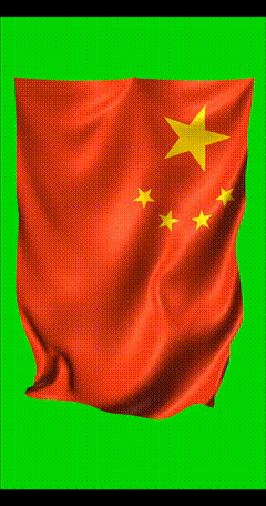 五星红旗迎风飘扬绿布抠像素材背景素材