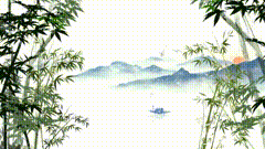 古风国风古韵孤舟远影，初雪诗情画意