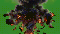 大规模爆炸伴有火焰、烟雾和碎片绿幕特效绿幕特效素材