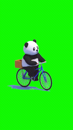 熊猫外卖小哥绿幕素材绿布抠像素材素材分享
